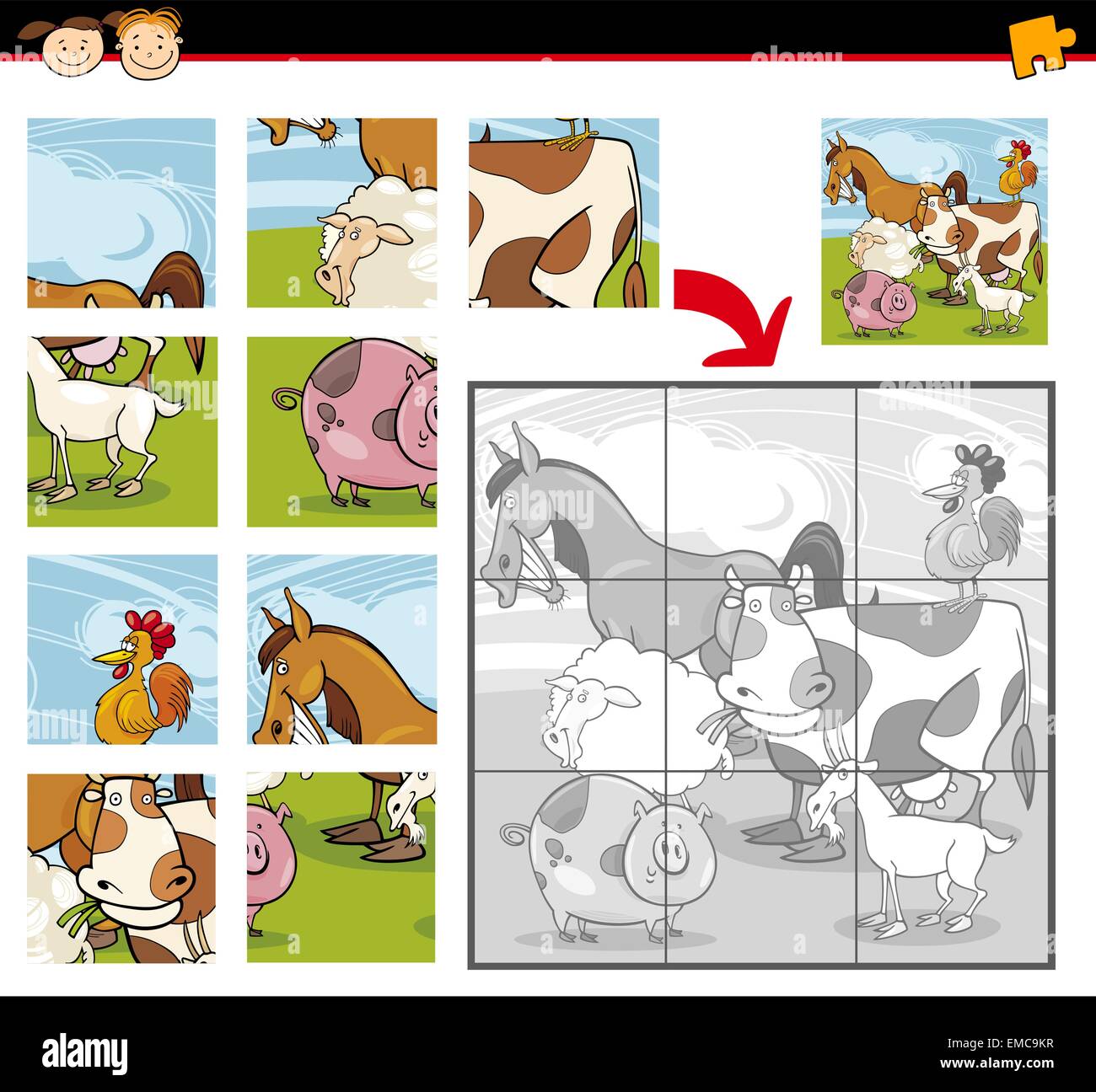 Conjunto de animales de granja Vector Pr