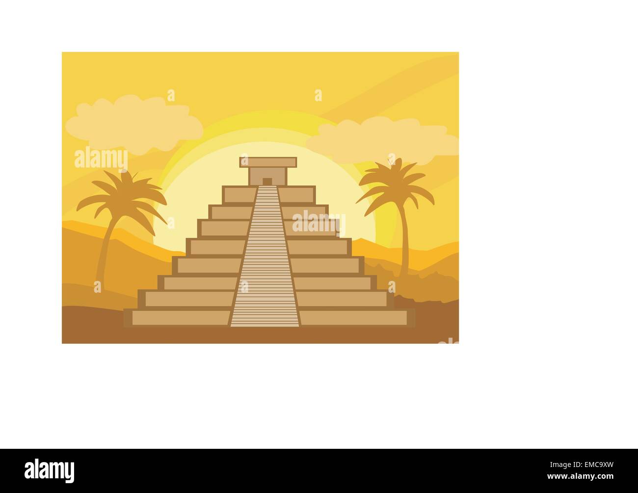 Maya Pyramid, Chichen-Itza, Mexico - vector illustration Stock Vector