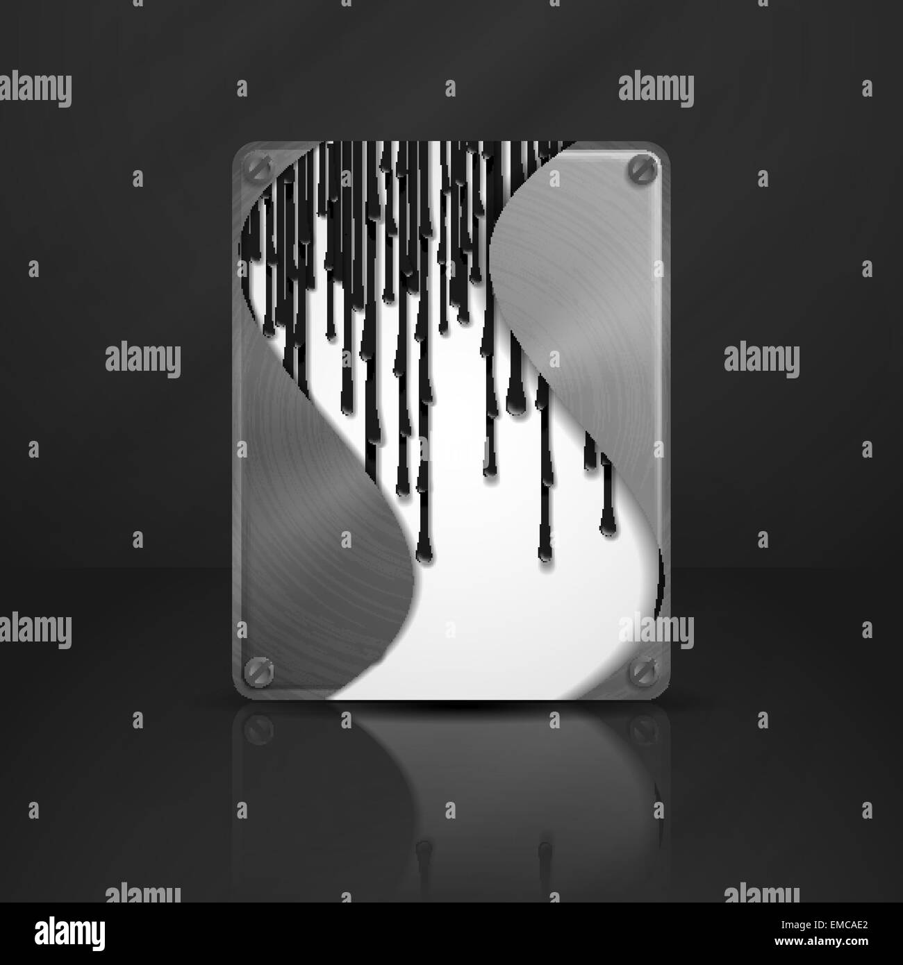 Metal Texture Plate With Screws. Stock Vector