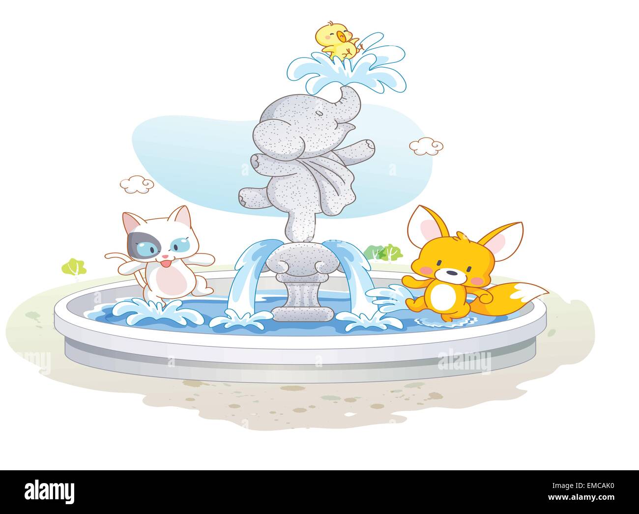 cute animals playing water Stock Vector