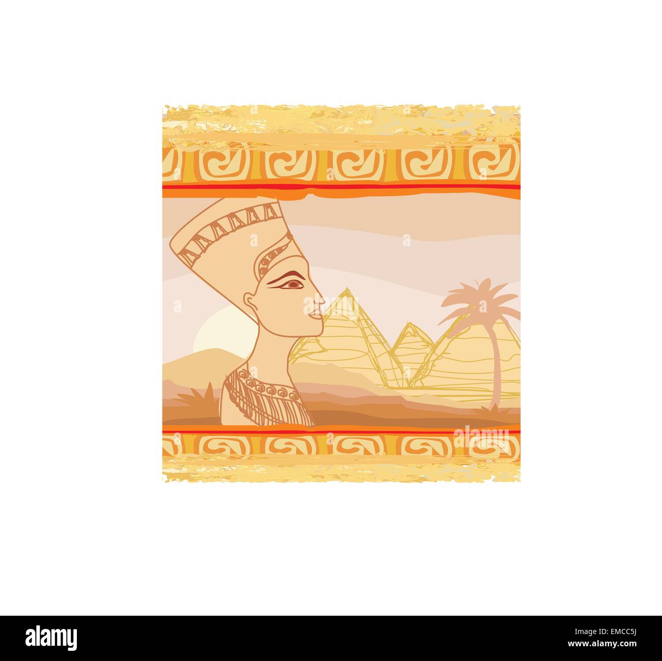 Old paper with Egyptian queen Stock Vector
