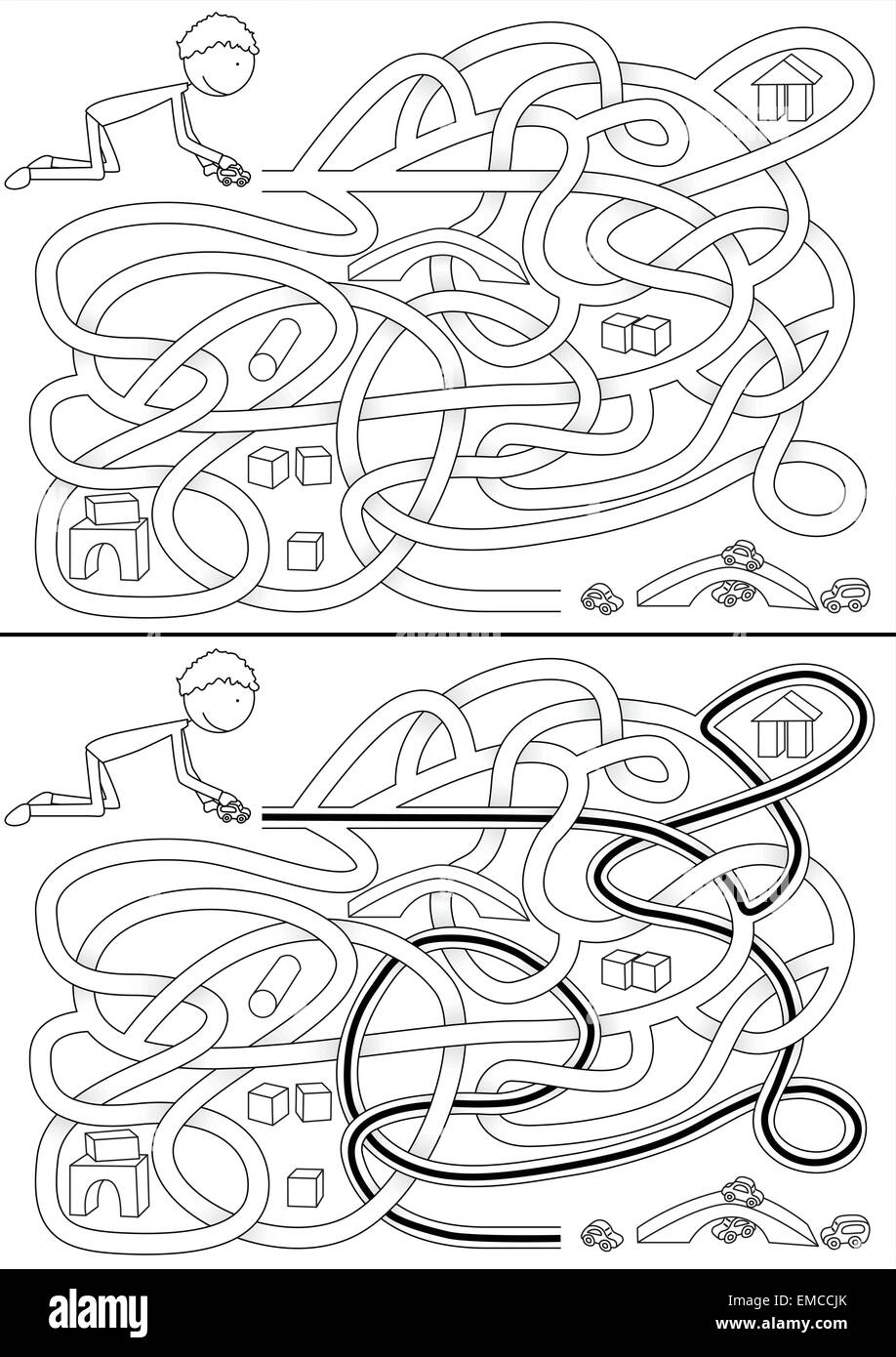 Little Boy Maze Stock Vector Image &amp; Art - Alamy