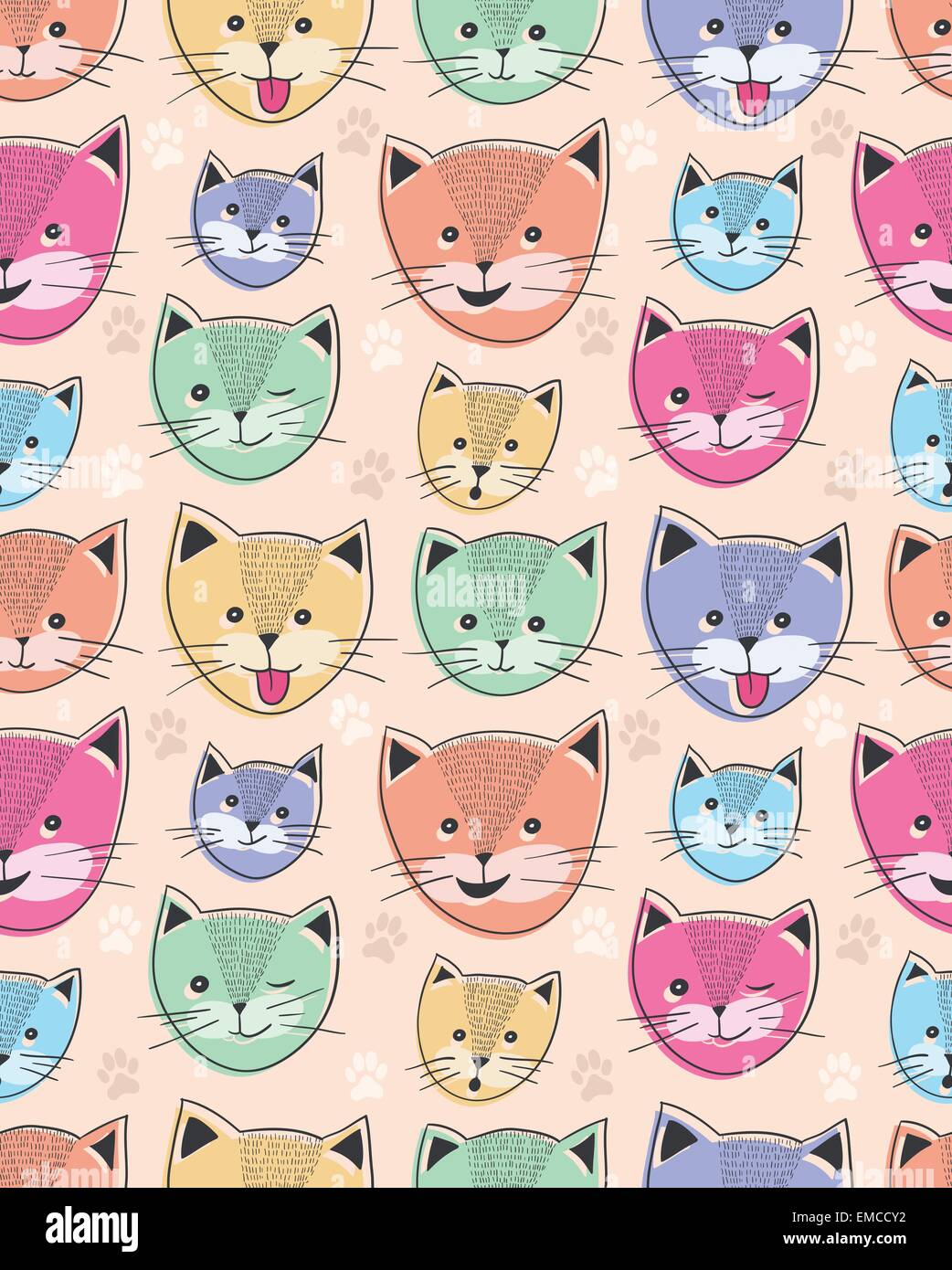 cute cat seamless pattern for children Stock Vector