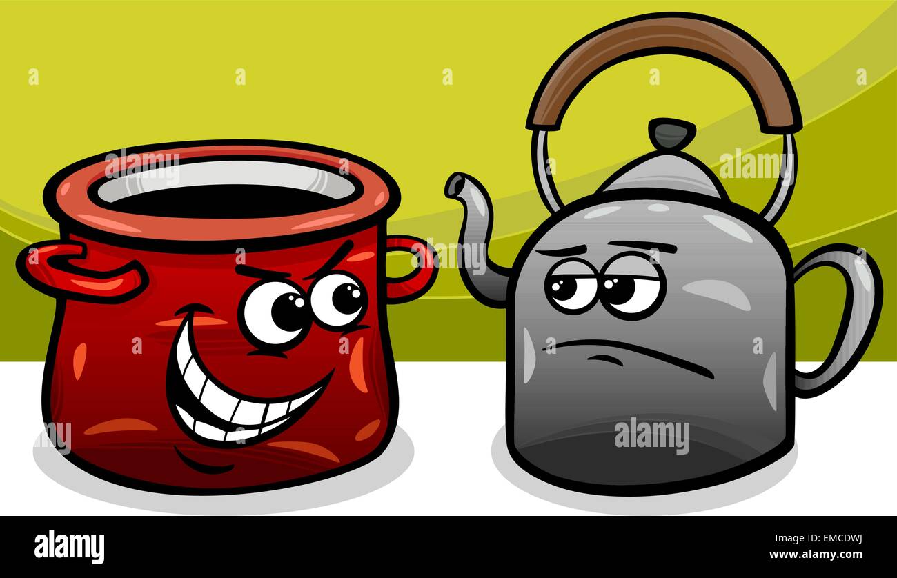 pot calling the kettle black cartoon Stock Vector