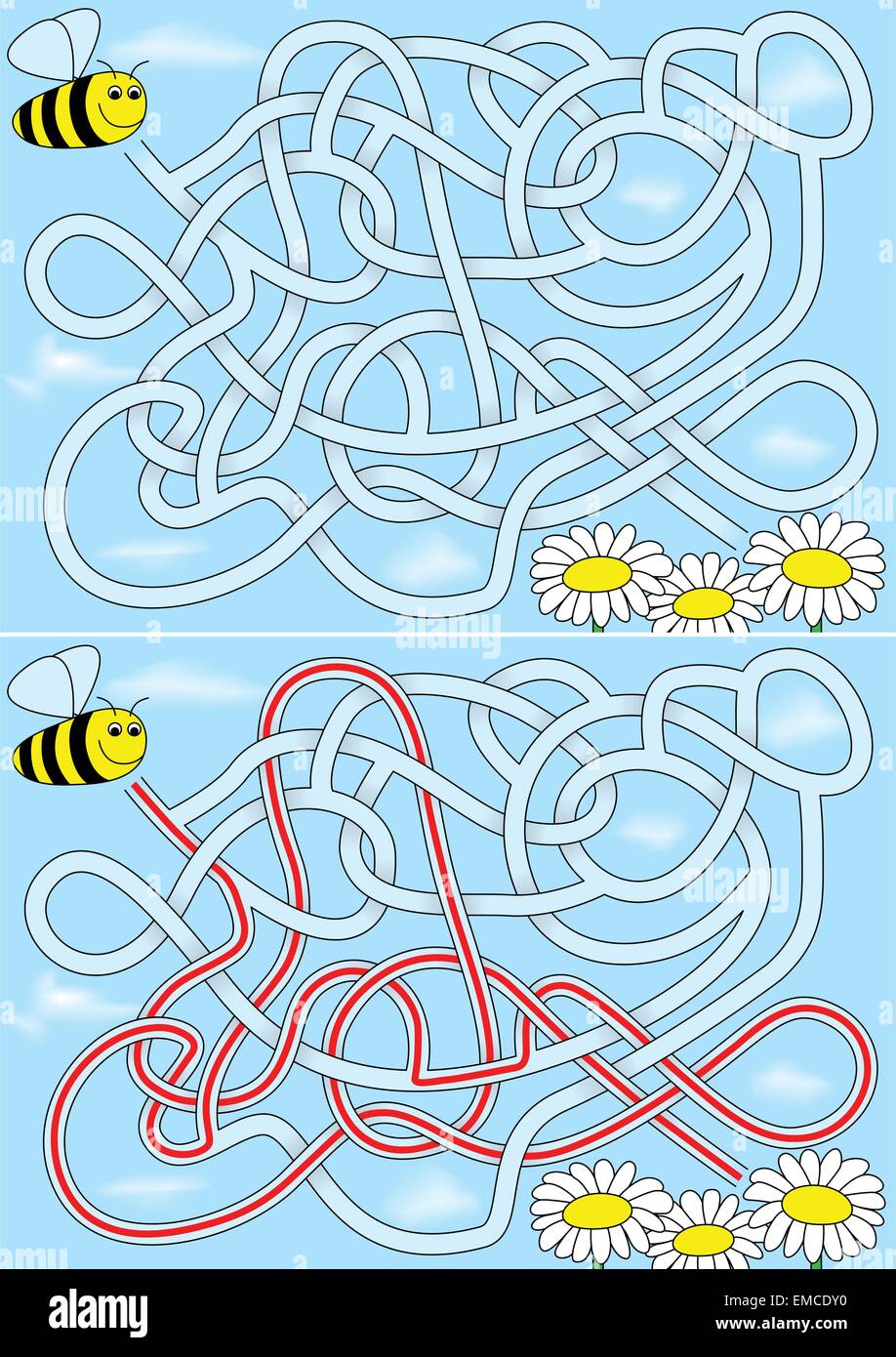Bee Maze Stock Vector Image & Art - Alamy