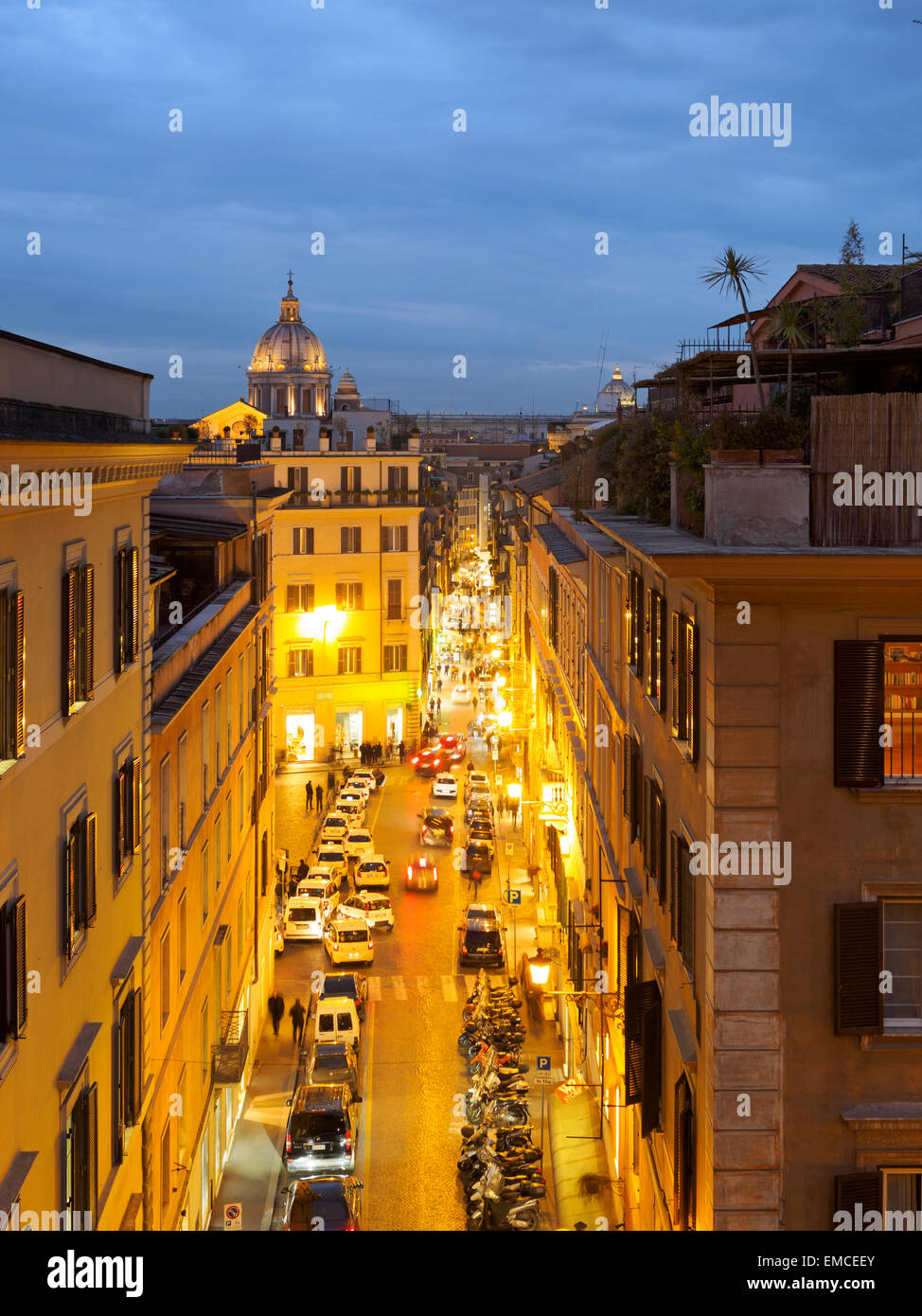 Italy, Rome, Via della Croce with San Carlo al Corso church Stock Photo