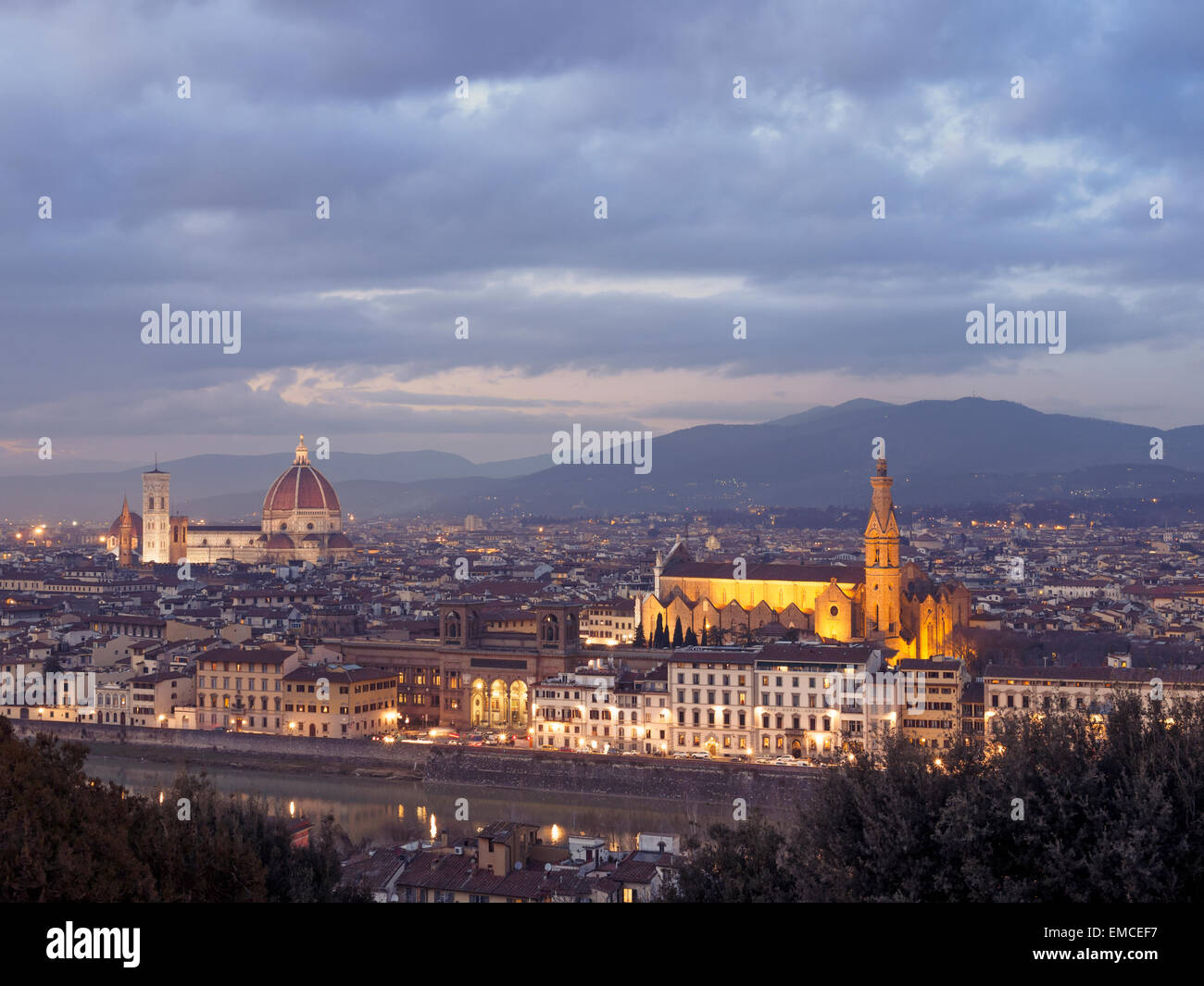 Italy, Florence, view to city from Piazzale Michelangelo Stock Photo