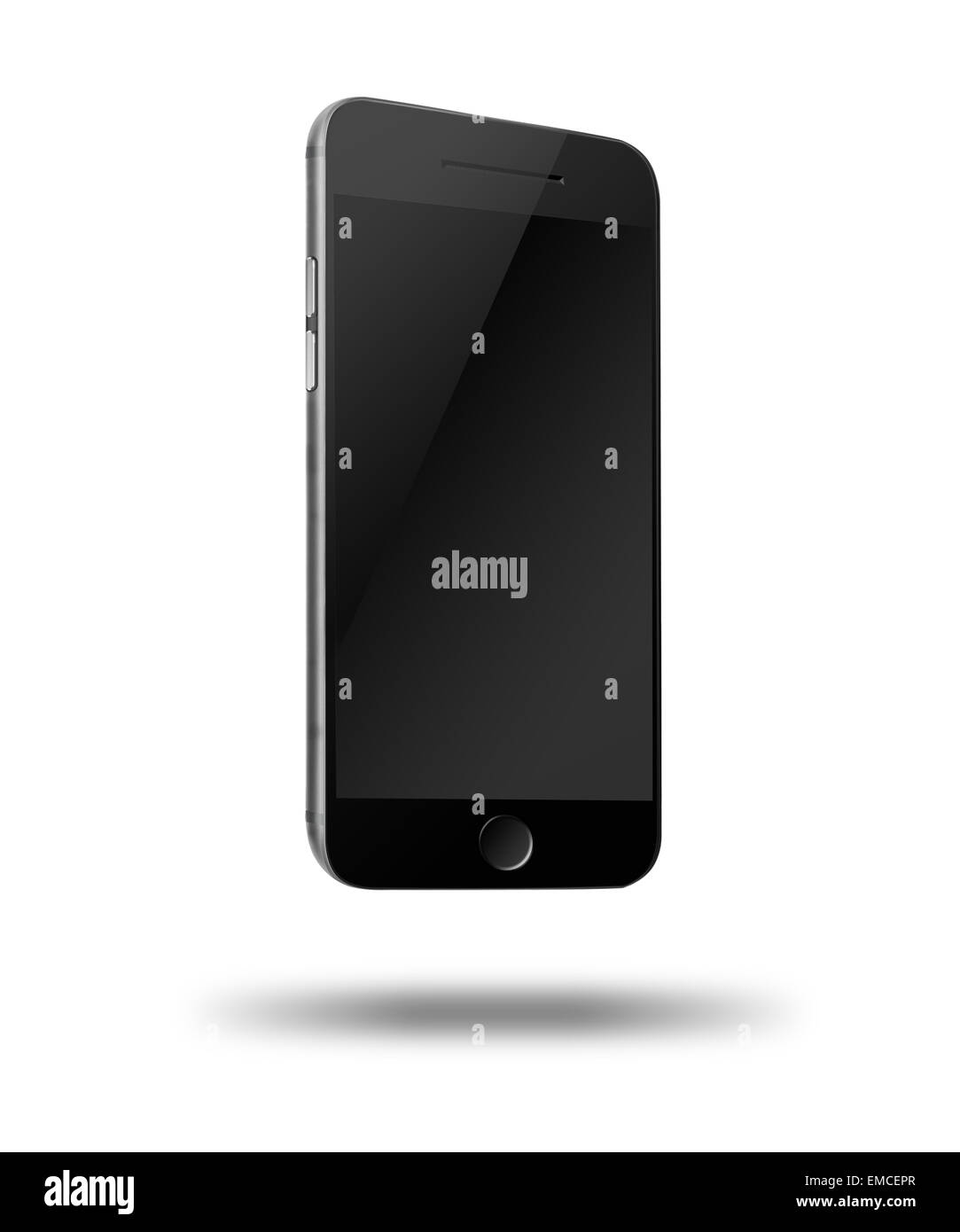 Mobile smart phone with black screen isolated on white background ...