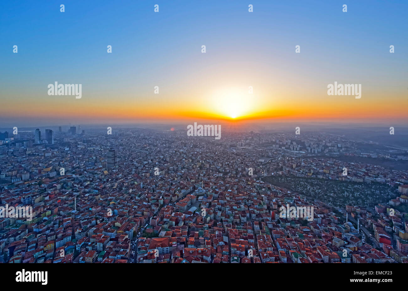 Turkey, Istanbul, view of the sunset from Istanbul Sapphire Stock Photo