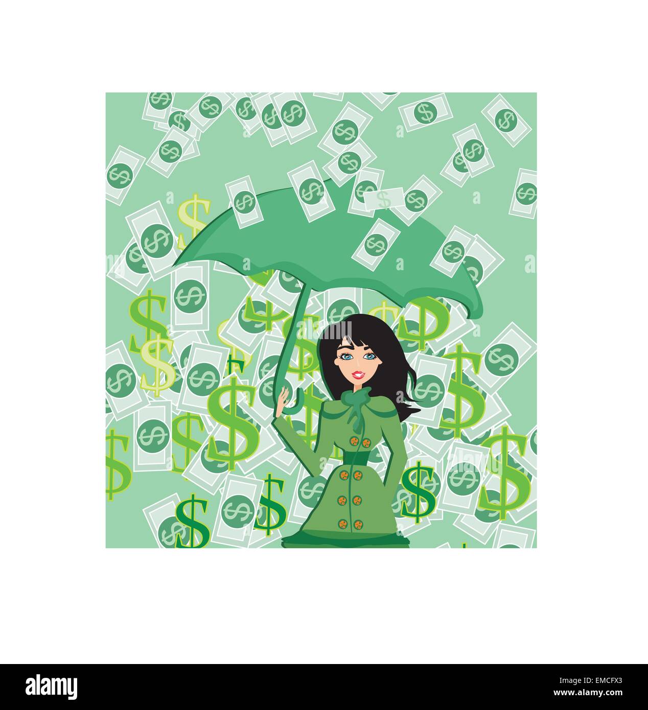 Happy girl holding umbrella Stock Vector Images - Alamy