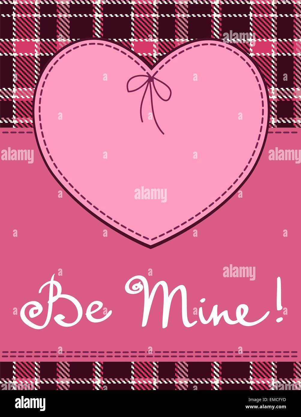 Heart in stitched textile style. Vector pink heart textile label Stock Vector