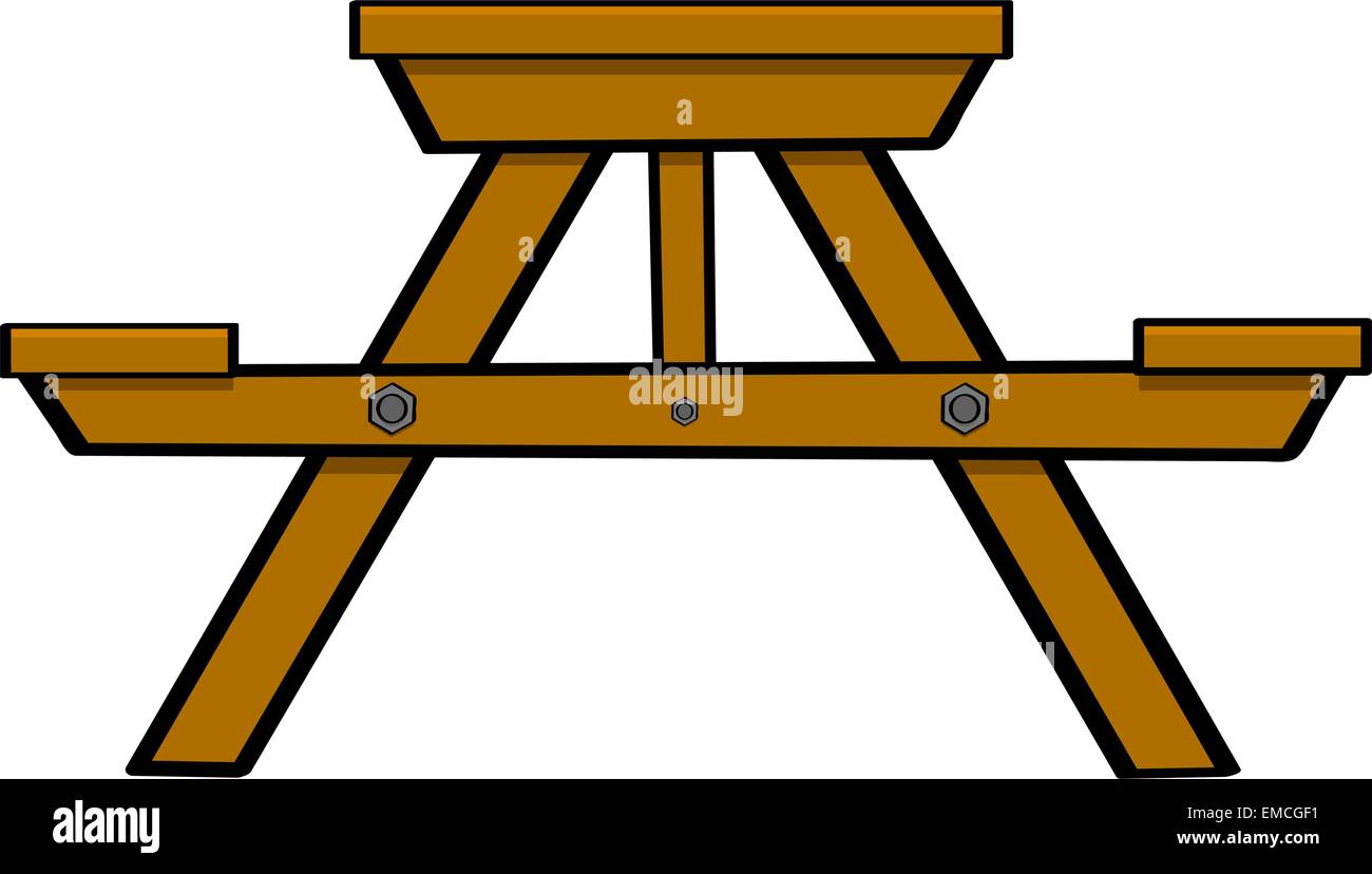 Illustration Cartoon Wooden Picnic Table High Resolution Stock Photography And Images Alamy