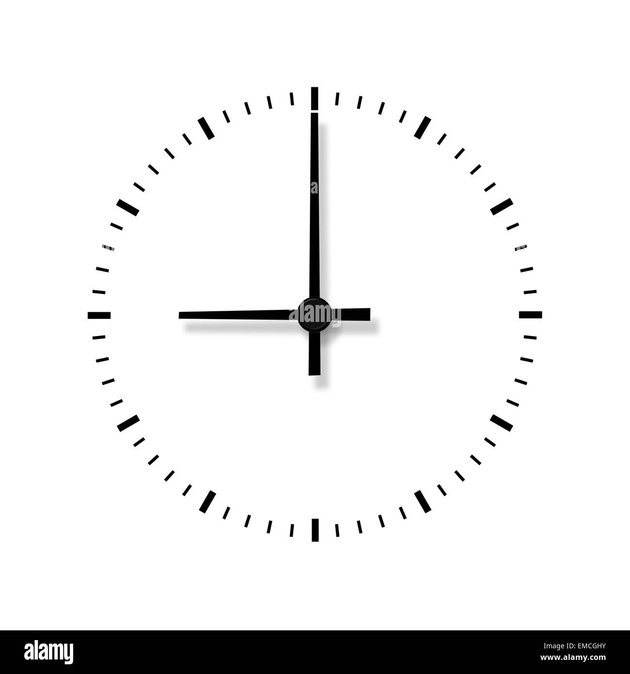 Clock without numbers isolated on white background. Closeup Stock Photo