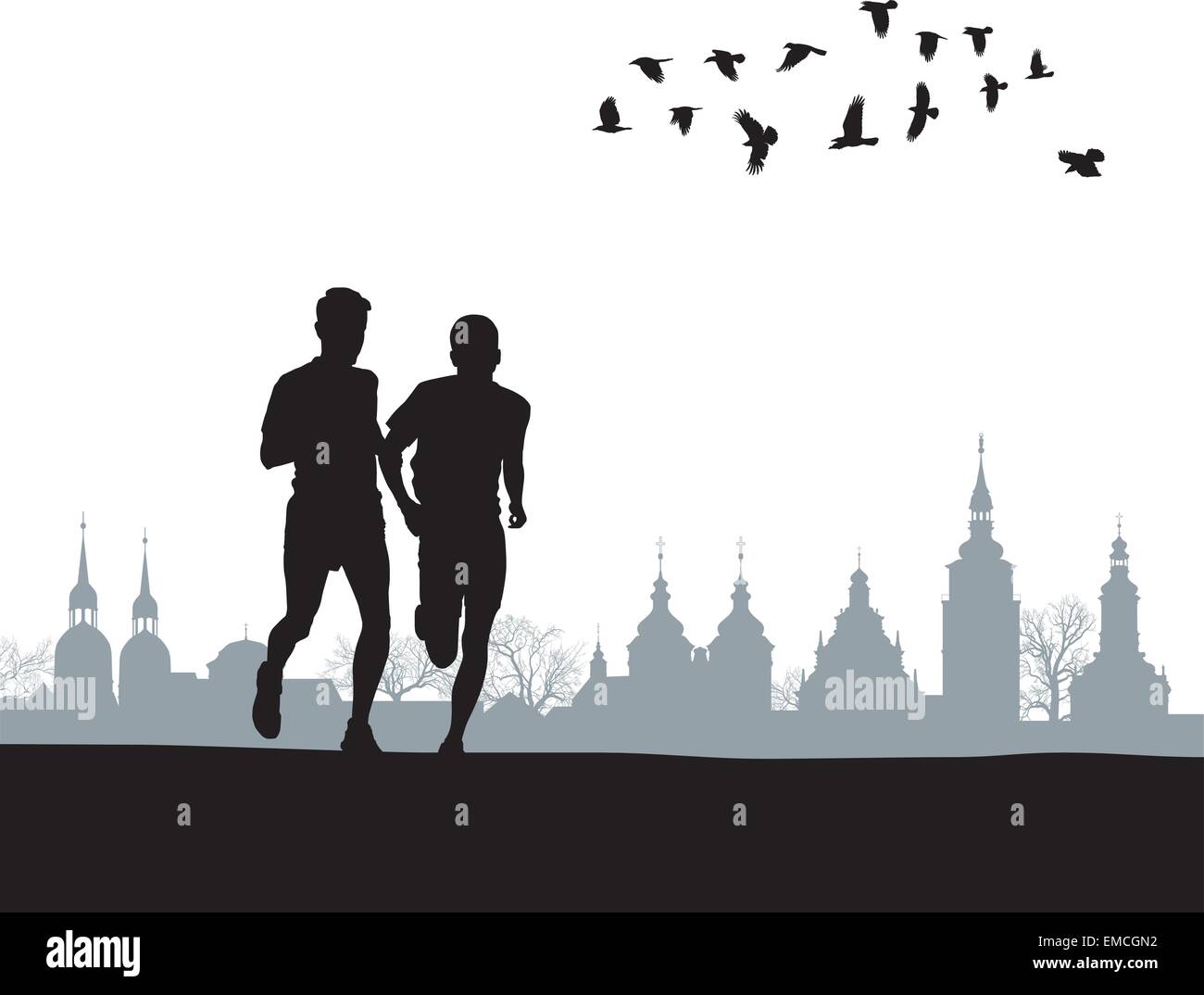 Two runners on the horizon Stock Vector Image & Art - Alamy