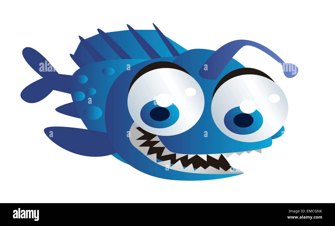 cute blue fish cartoon Stock Vector