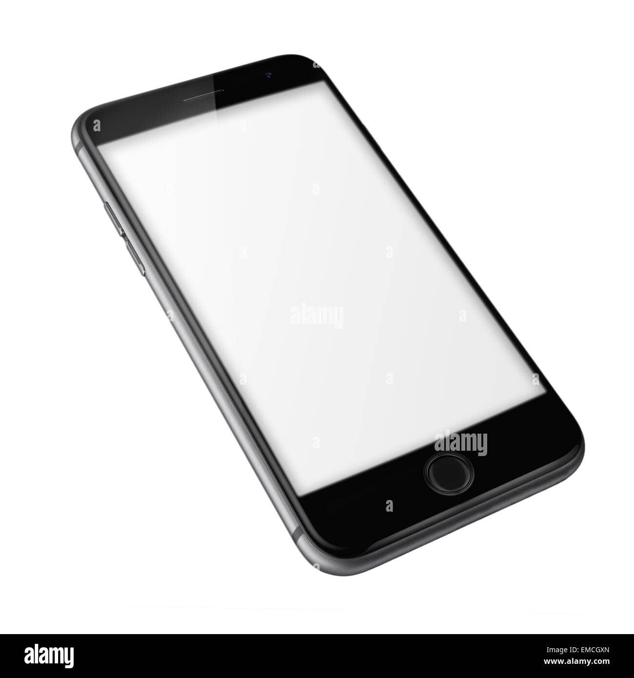 Mobile smart phone with black screen isolated on white background ...