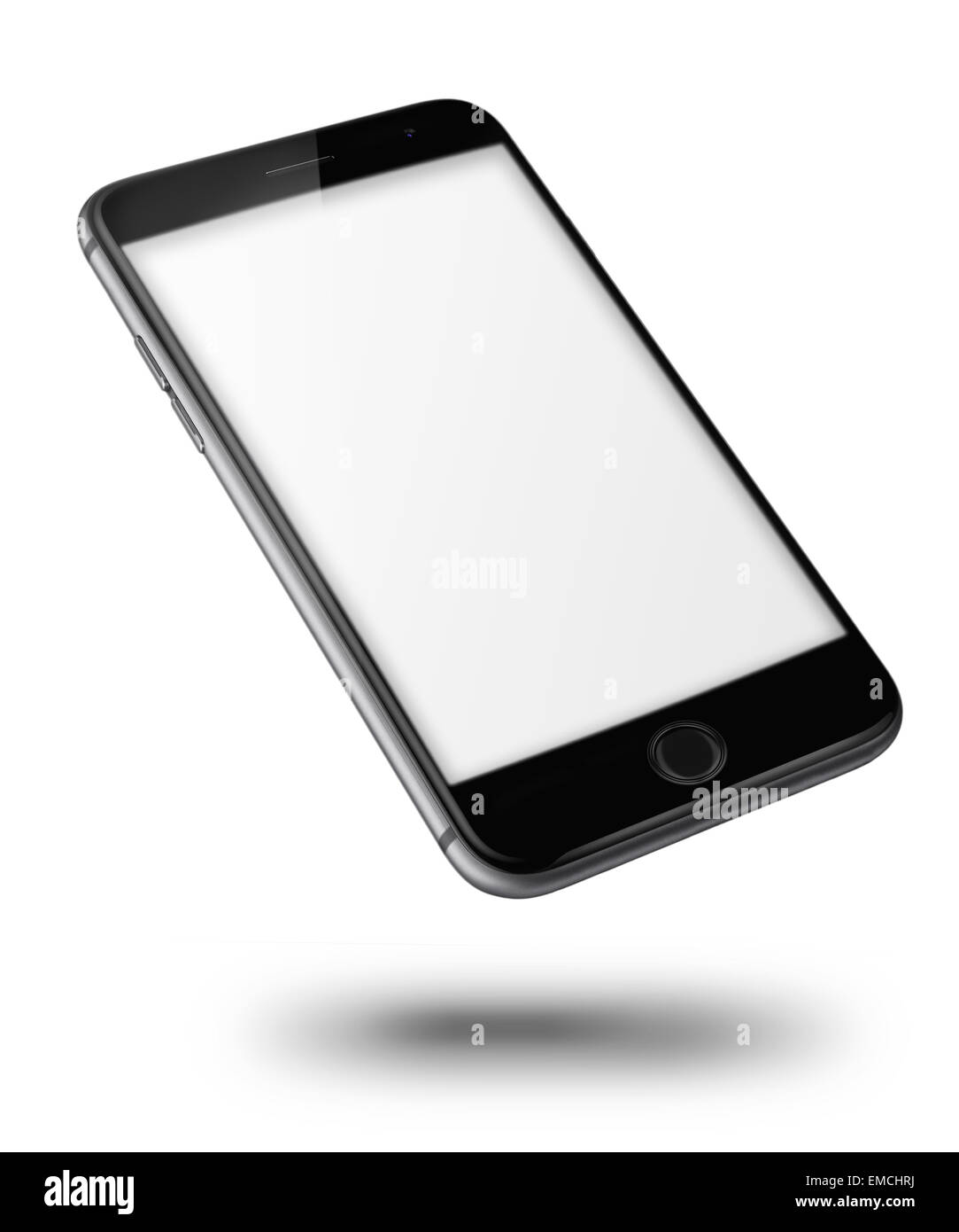 Mobile smart phone with black screen isolated on white background ...