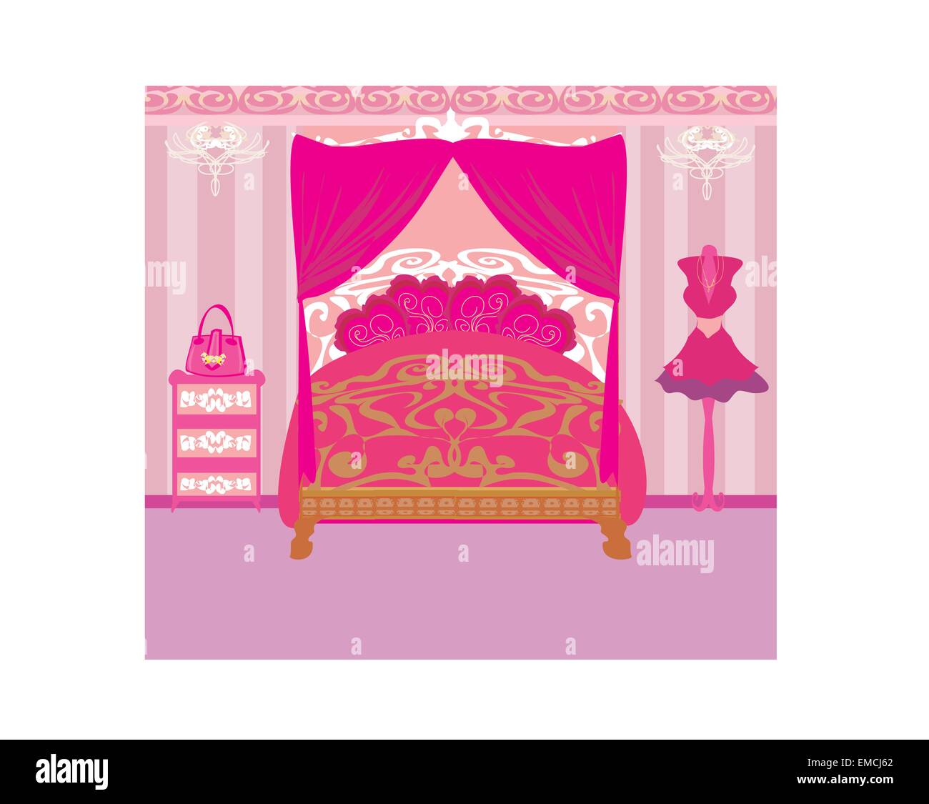 elegant pink bedroom Stock Vector Image & Art - Alamy