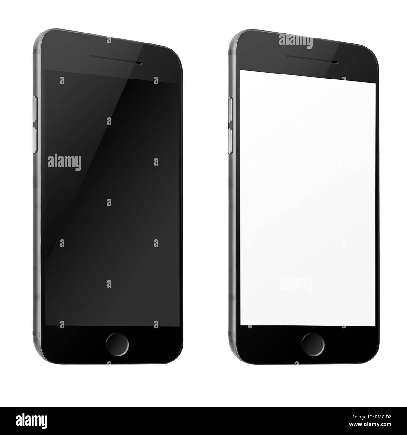 Mobile smart phone with white and blank screen isolated on white ...