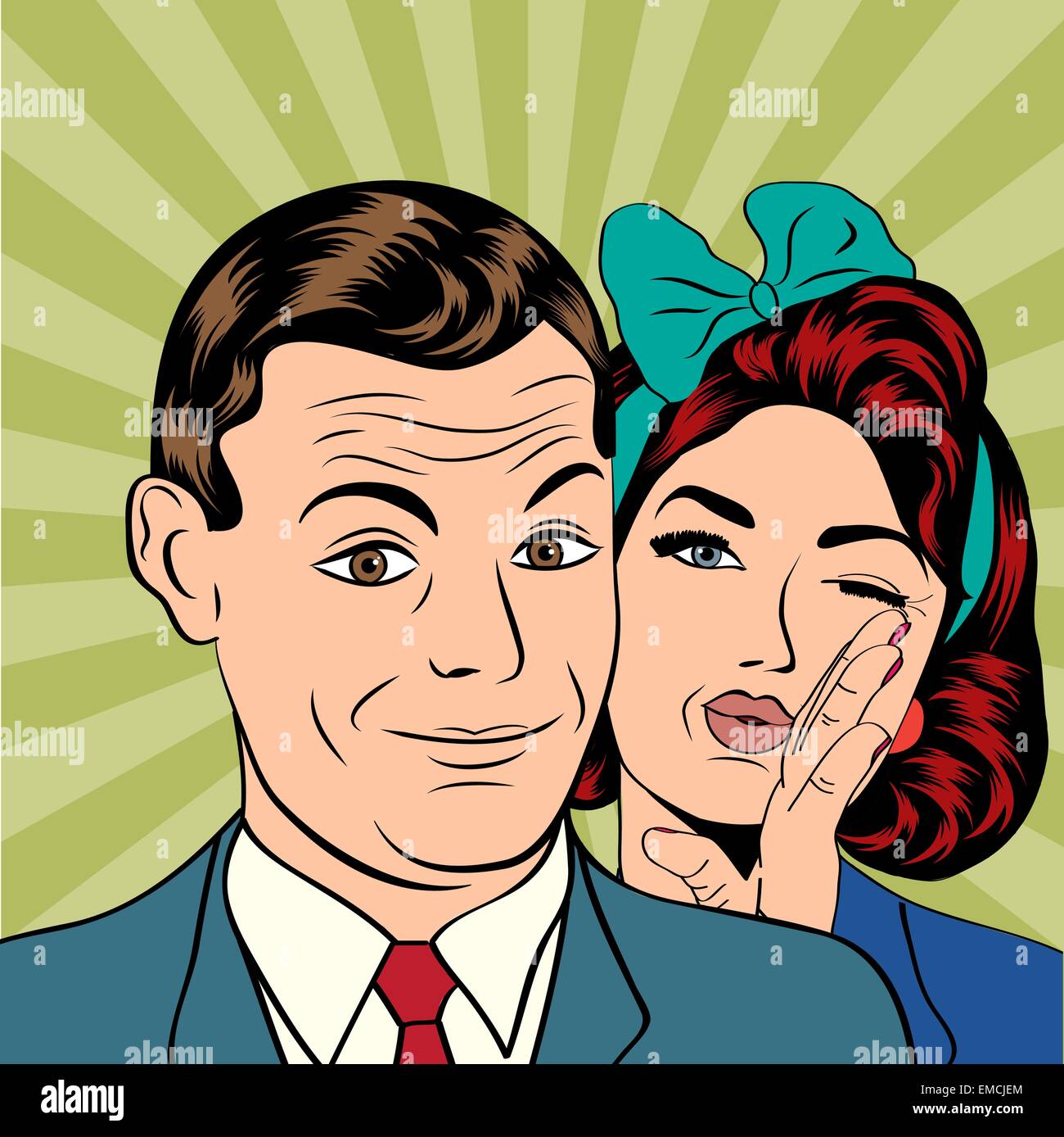 Man and woman love couple  in popart comic style Stock Vector