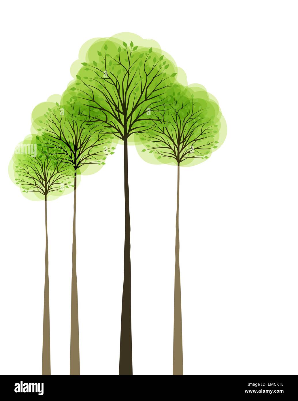 Trees With Fresh Green Leaves Stock Vector Images Alamy