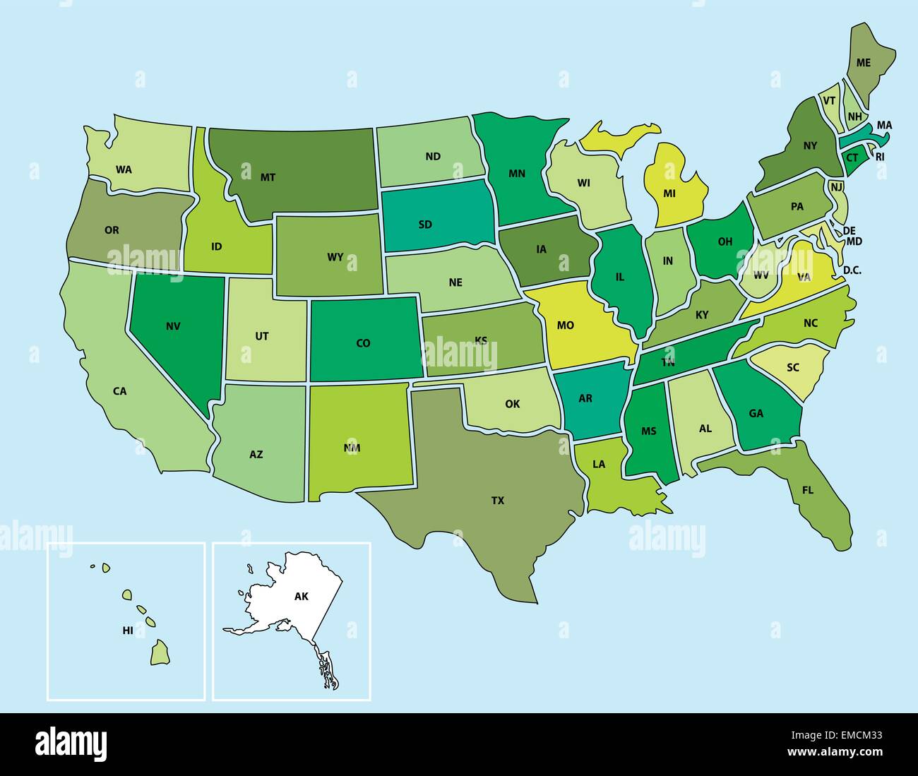 United states map states vector hi-res stock photography and images - Alamy