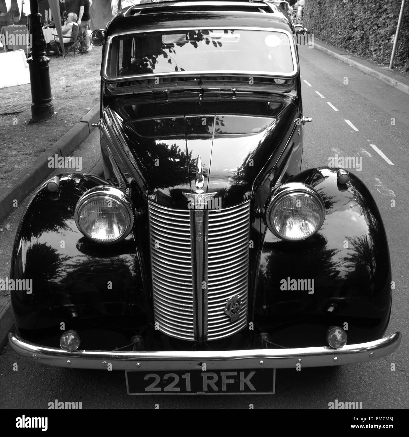 1945 Austin 10 black car parked in Chingford, London Stock Photo