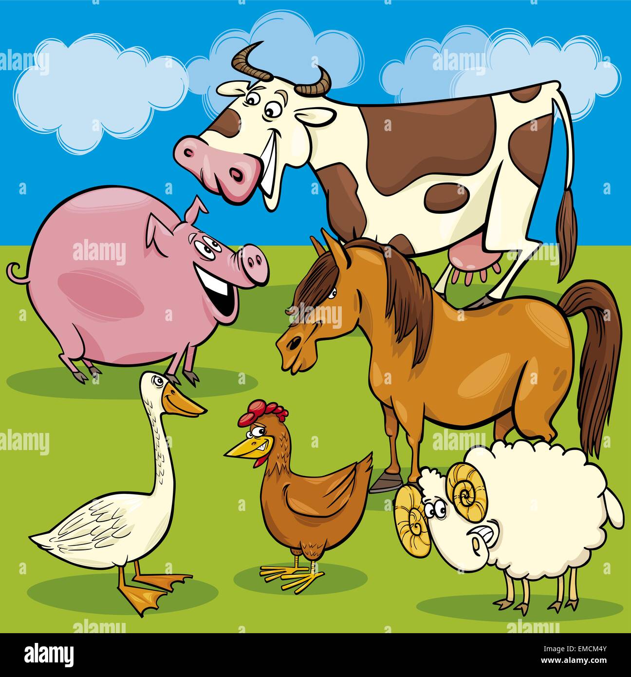 cartoon farm animals group Stock Vector