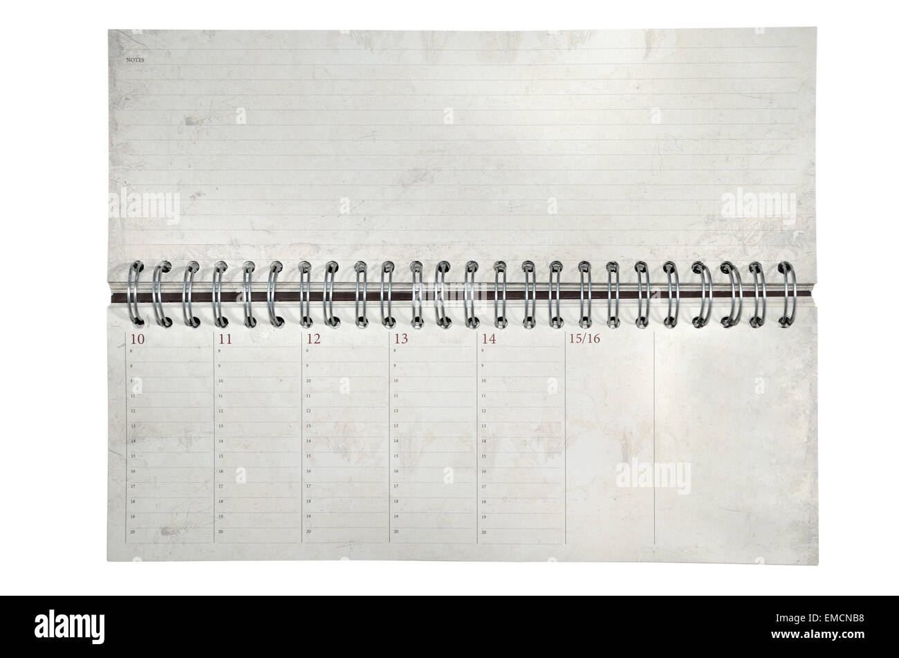 Rustic agenda with metal spiral and marked dates and hours Stock Photo ...