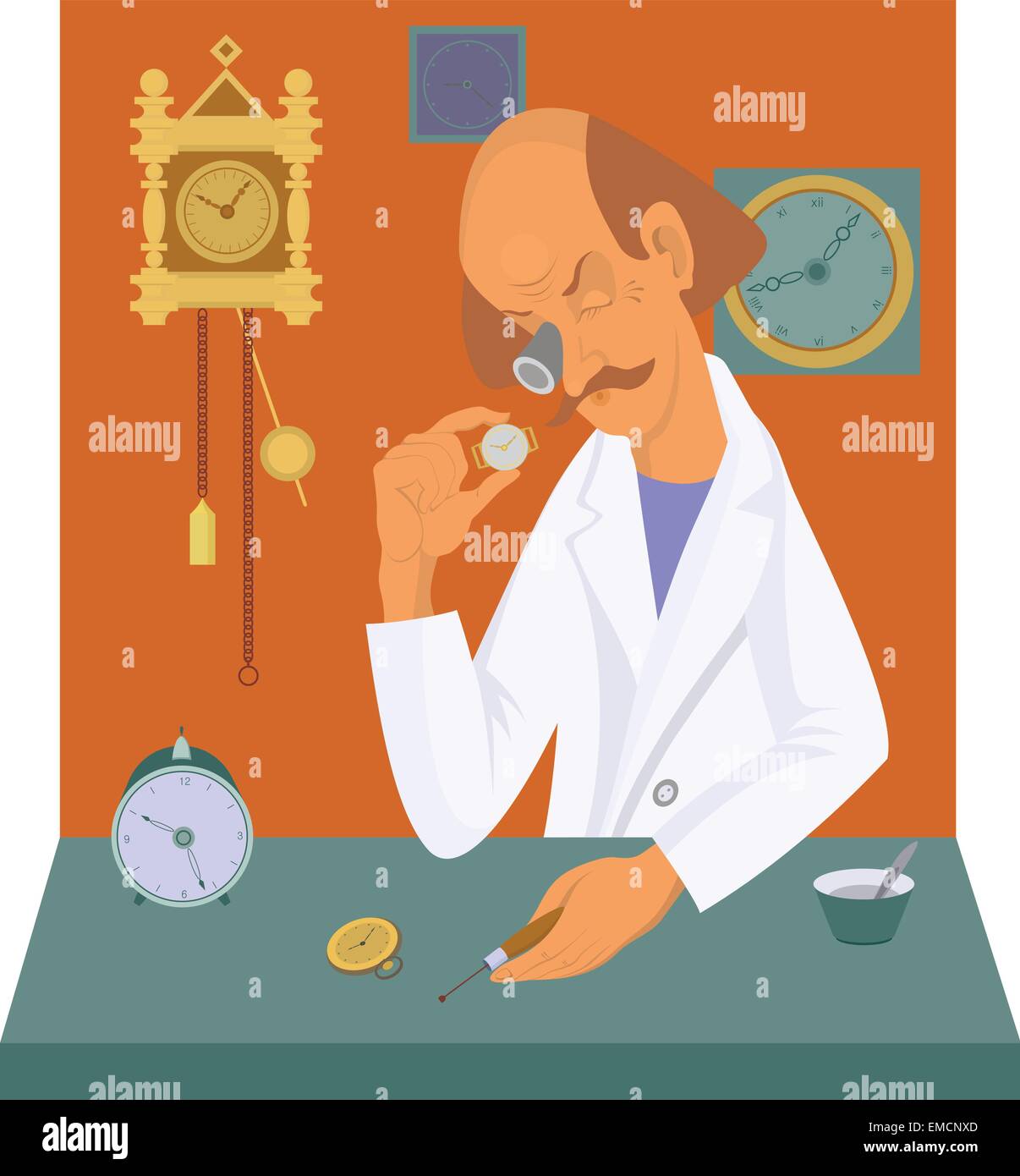 Watchmaker Drawing Old watchmaker Stock Vector Images - Alamy