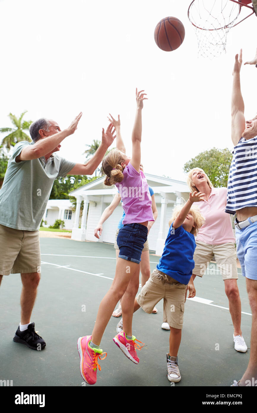 Multi Generation Family Playing Basketball Together Stock Photo - Alamy