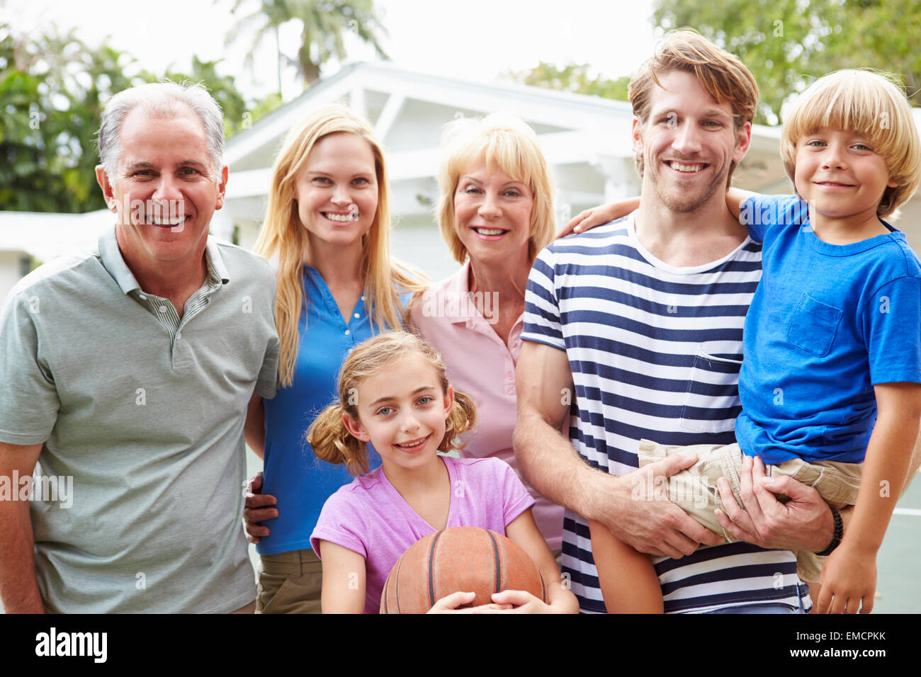 Multi Generation Family Playing Basketball Together Stock Photo - Alamy