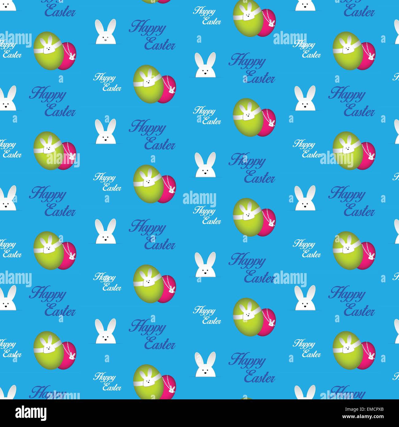 Happy Easter Rabbit Bunny Blue Seamless Background Stock Vector Image ...