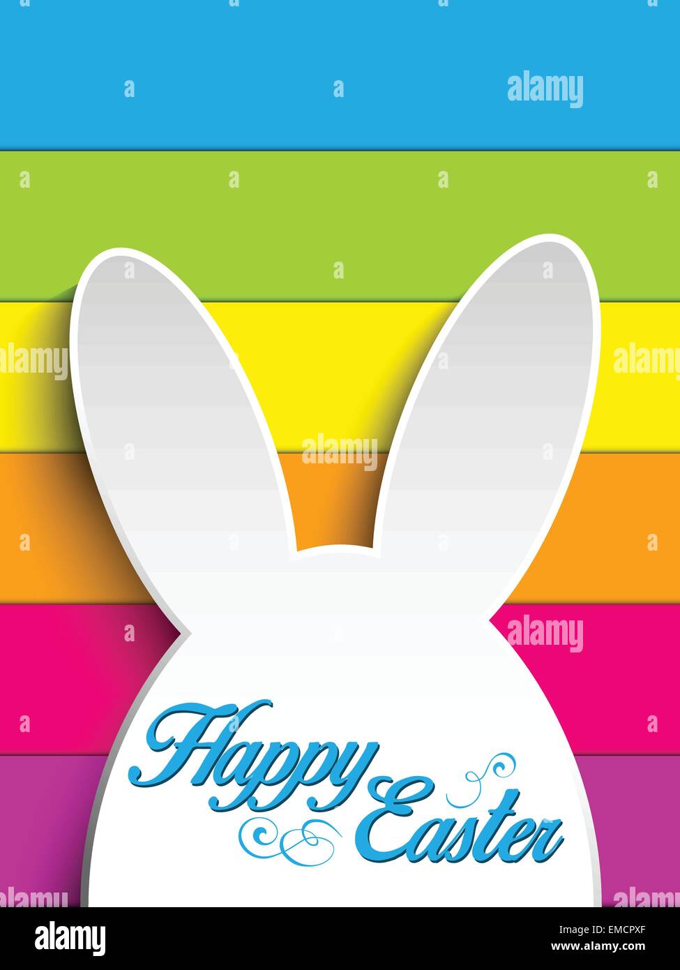 Happy Easter Rabbit Bunny on Rainbow Background Stock Vector Image ...