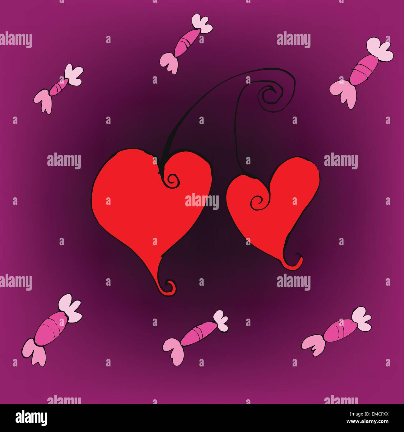 candy and cherry hearts love background Stock Vector Image & Art Alamy