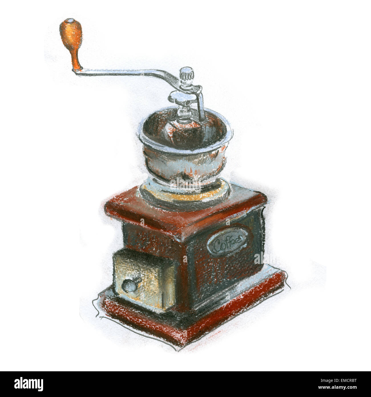 retro coffee grinder on white background Stock Photo