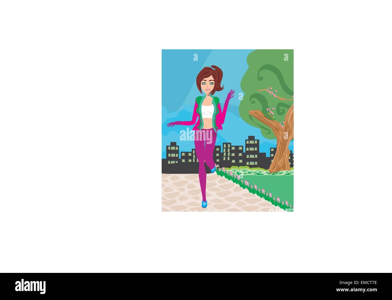 Jogging girl in the city Stock Vector Image & Art - Alamy