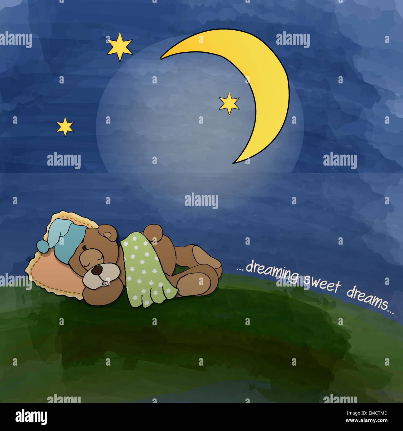 baby teddy bear sleeping on grass Stock Vector Image & Art - Alamy