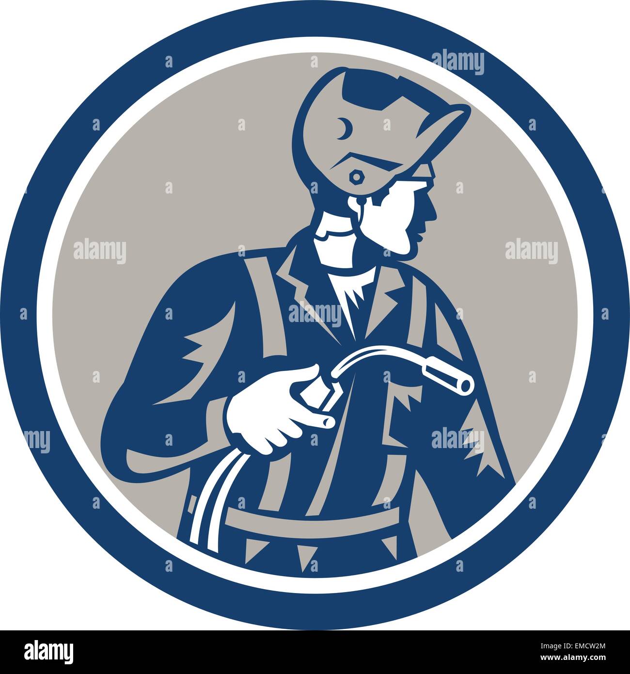 Welder Fabricator Welding Torch Side Retro Stock Vector Image & Art Alamy