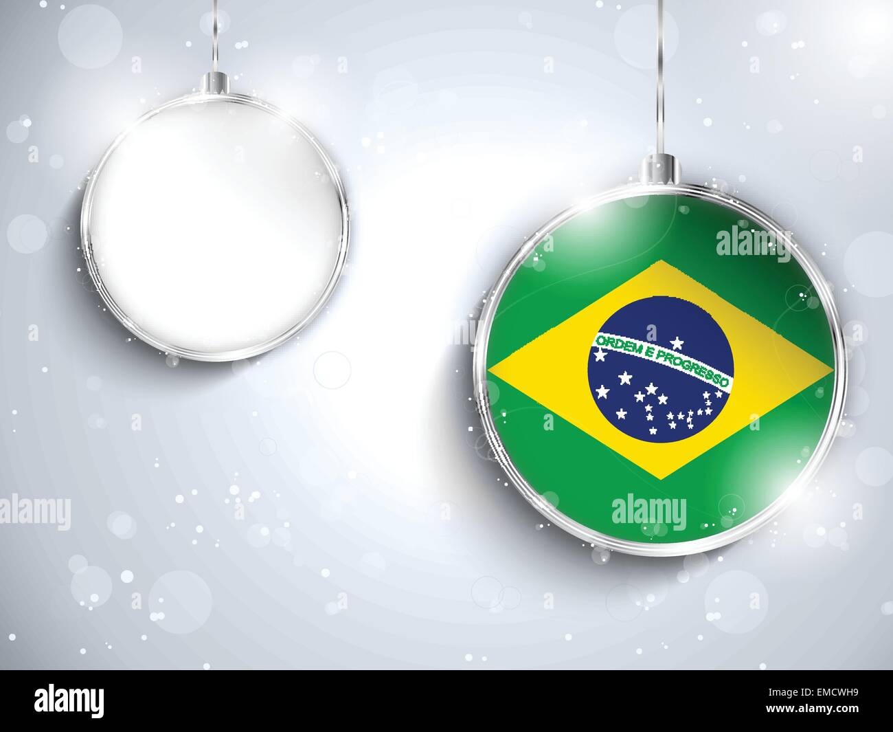 Merry Christmas Silver Ball with Flag Brazil Stock Vector