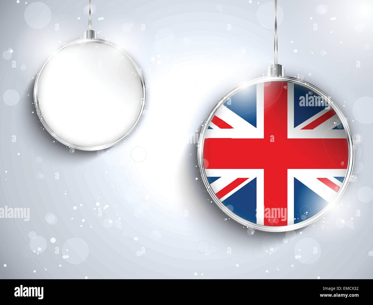 Merry Christmas Silver Ball with Flag United Kingdom UK Stock Vector