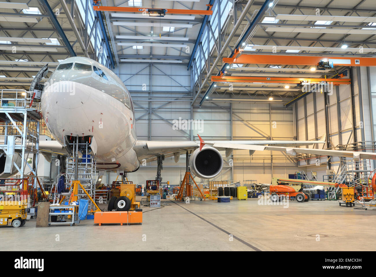Airplane construction in a hangar Stock Photo Alamy