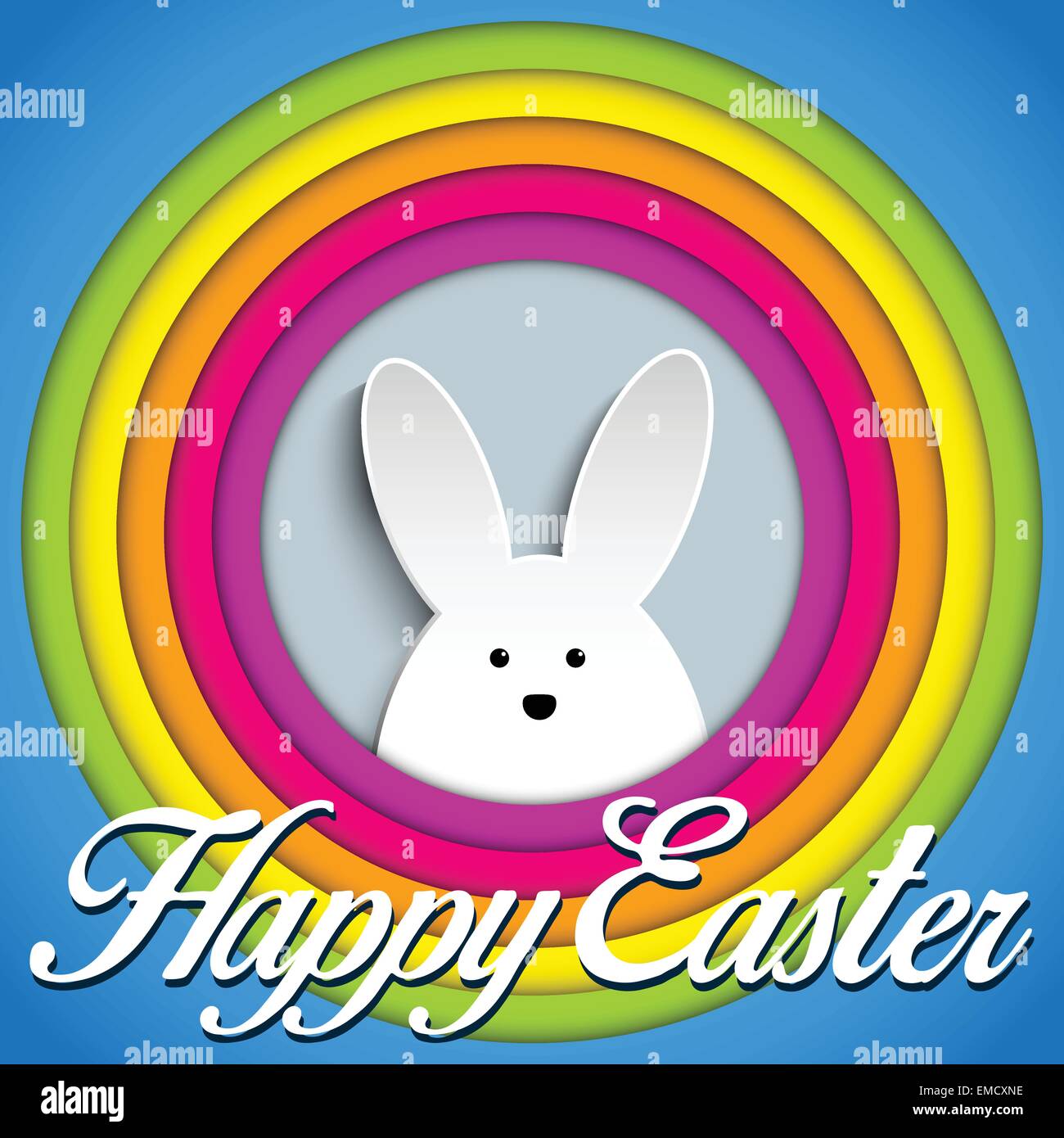 Happy Easter Rabbit Bunny on Rainbow Background Stock Vector Image ...