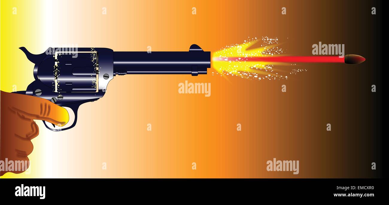 Firing Revolver Stock Vector