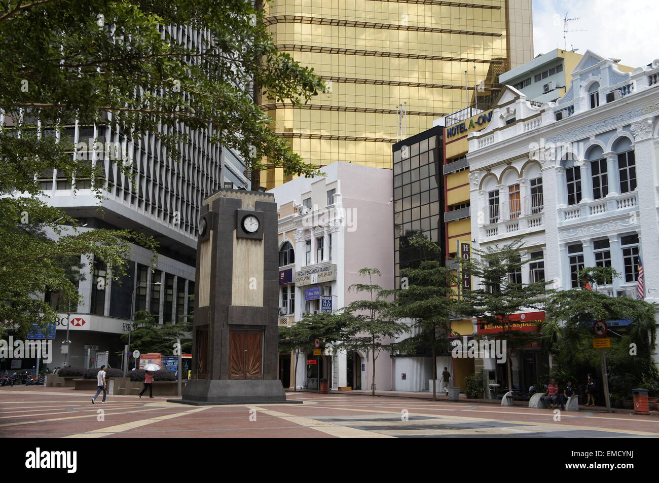 Old Market Square Kuala Lumpur with landmark clock tower Stock Photo