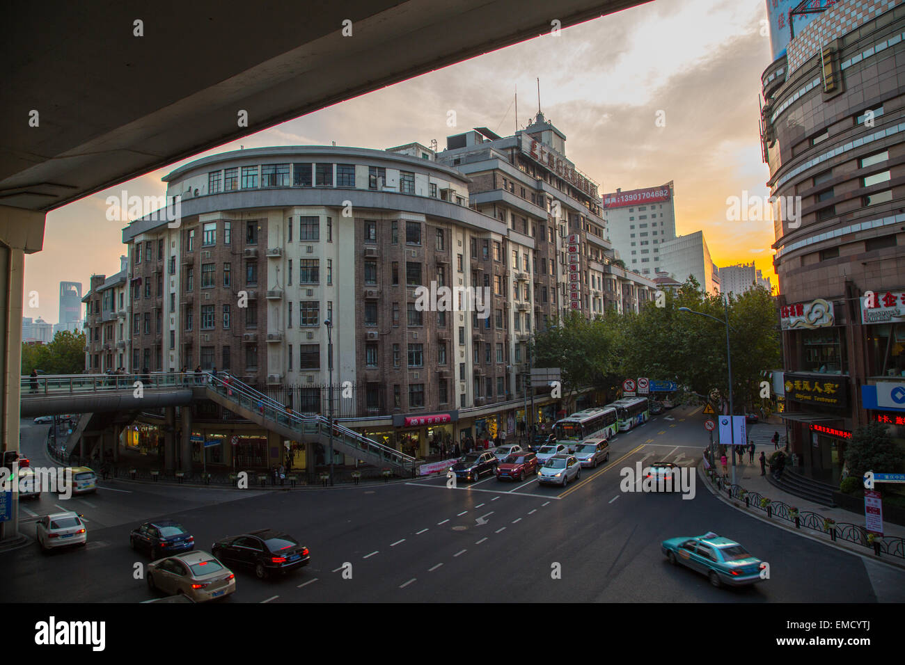 overpass and crossroad in Shanghai Stock Photo