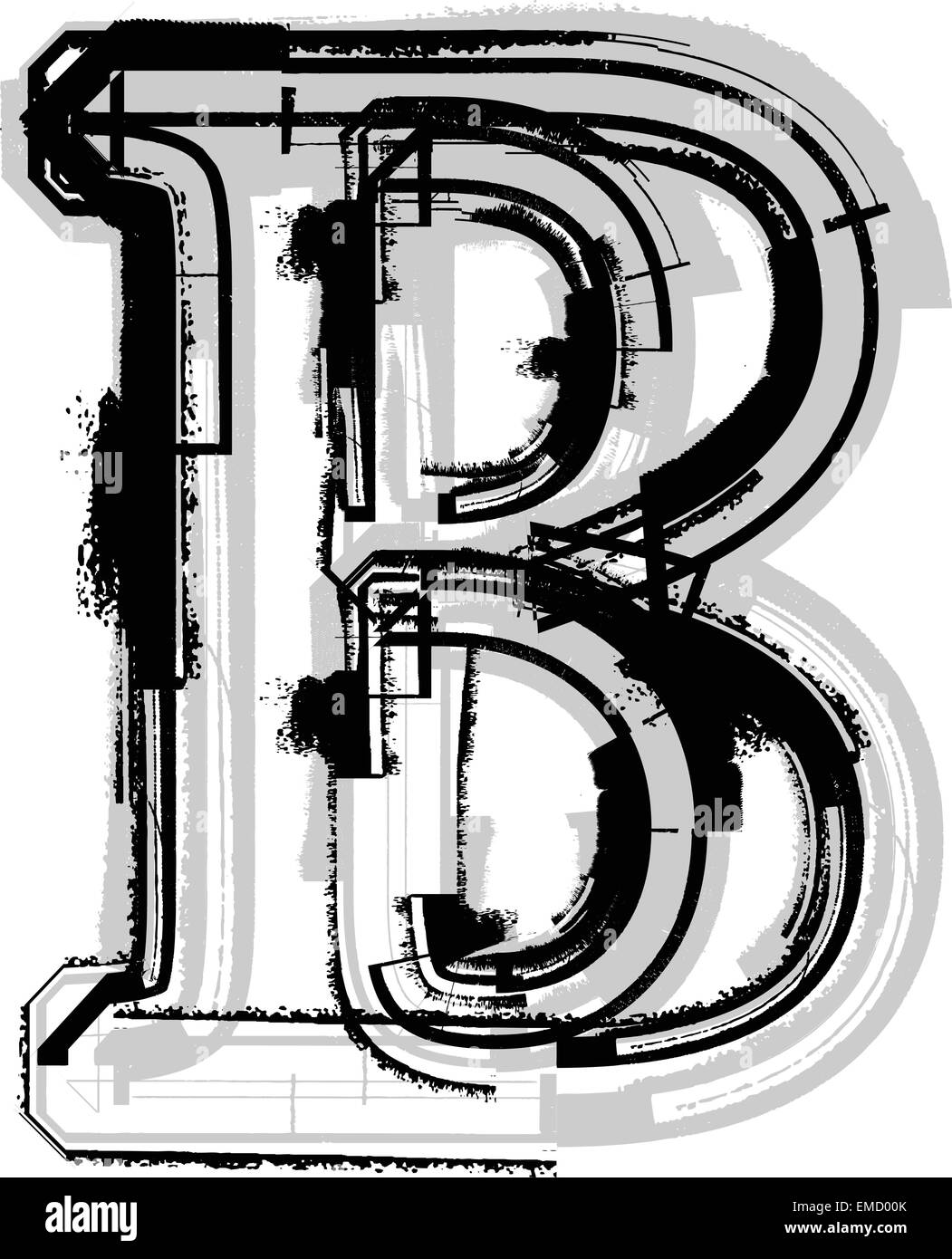 Grunge font. Letter B Stock Vector