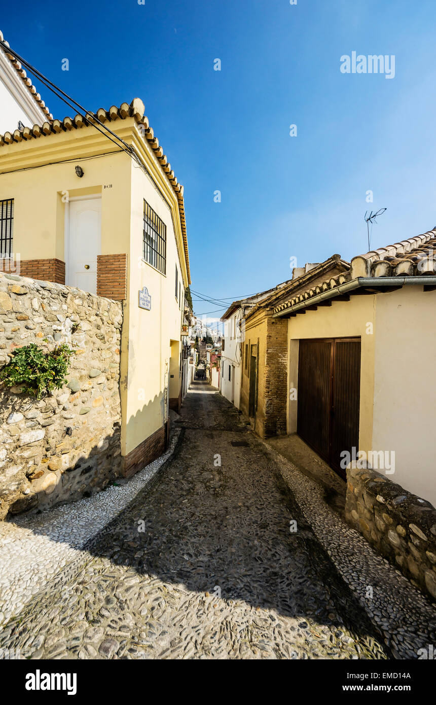 Spain, Andalusia, Granada, RealejoSan Matias, Alley and houses Stock