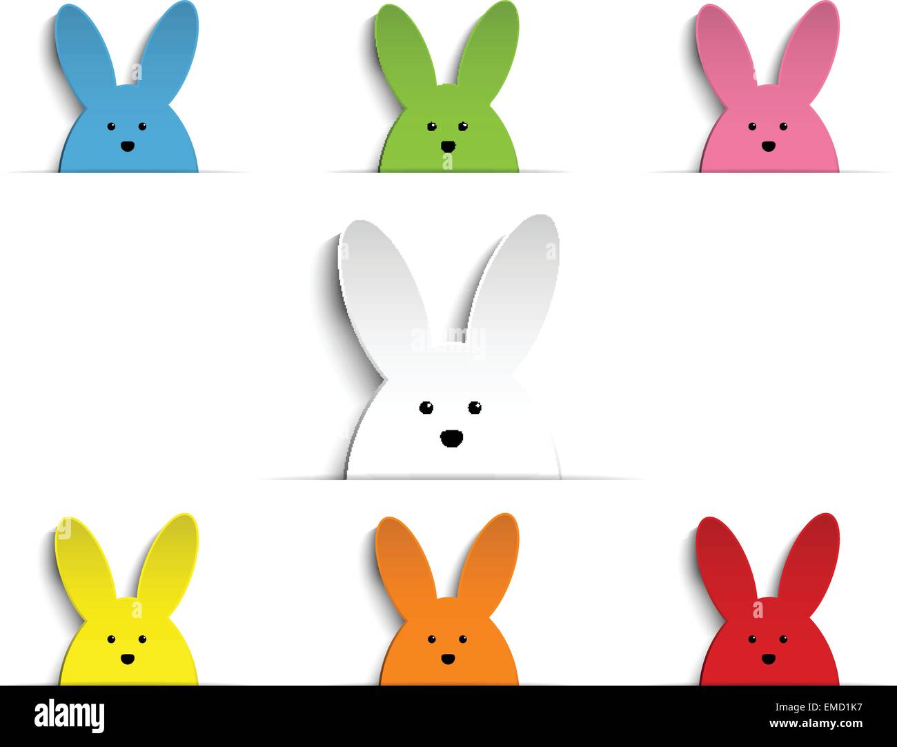 Happy Easter Rabbit Bunny Set Cartoon Stock Vector