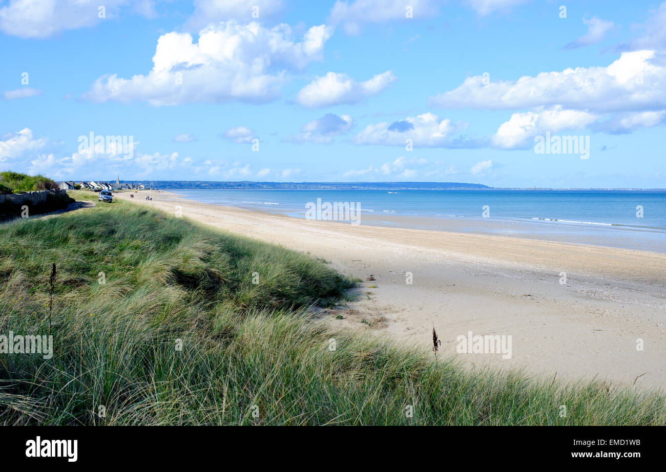 Beautiful view on the beach in village Asnelles sur Mer,Normandy, France Stock Photo
